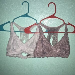 Lined with lace bralette; pink and white